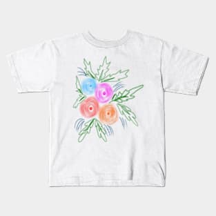 Colorful watercolor flower art Kids T-Shirt
